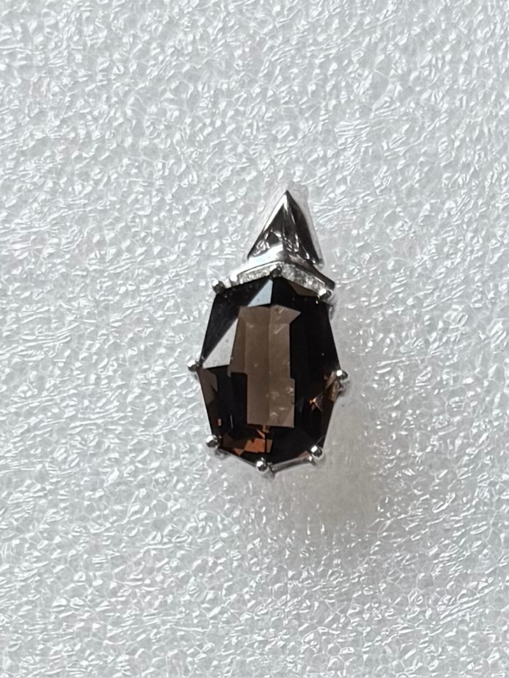 Smoky Quartz and White Topaz Pendant in Sterling Silver - Excellent Condition
